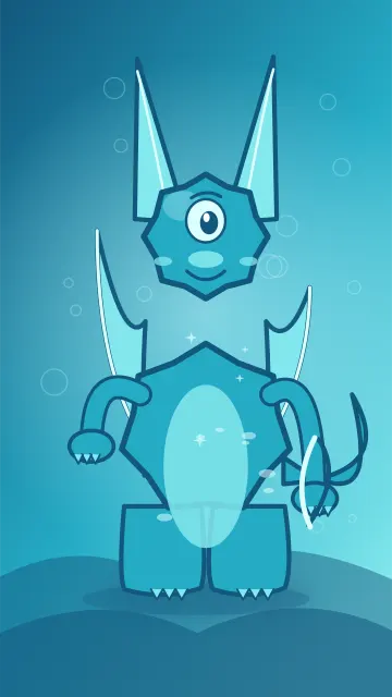 Coral Fin Champion 052, original Water hero monster